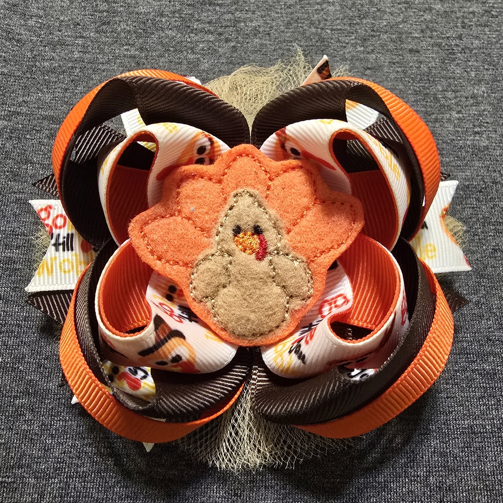 Festive Turkey Hair Bow for Kids